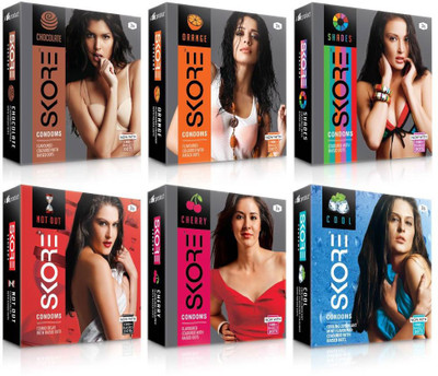 Skore Dotted ( Cherry, Chocolate, Cool, Not out, Orange, Shade ) Condom(Set of 6, 18S)