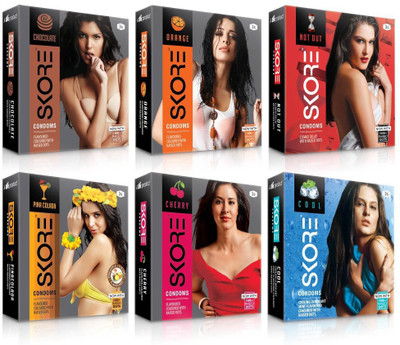 

Skore Dotted ( Cherry, Chocolate, Cool, Not out, Orange, Pinacolada ) Condom(Set of 6, 18S)