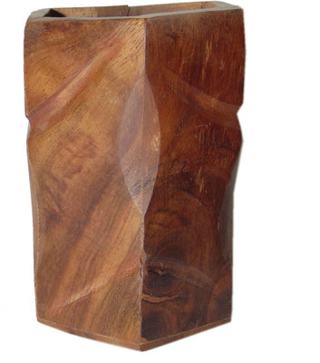 

Desert Overseas 1 Compartments Wooden Pen Stand(Brown Color)