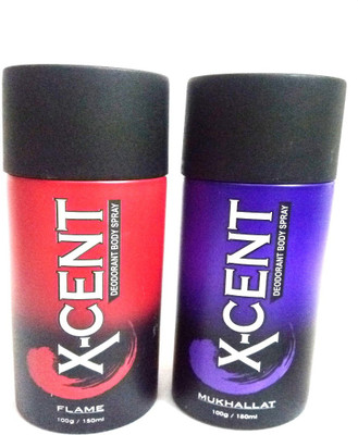 

X-CENT FLAME AND MUKHALLAT Deodorant Spray - For Men(300 ml, Pack of 2)