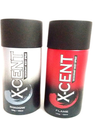 

X-CENT SHADOW AND FLAME Deodorant Spray - For Men(300 ml, Pack of 2)