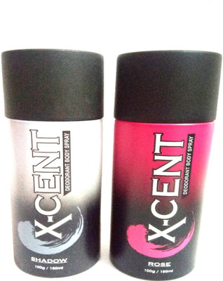 

X-CENT SHADOW AND ROSE Deodorant Spray - For Men(300 ml, Pack of 2)