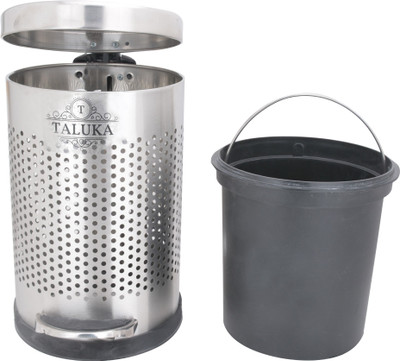 

Taluka (8 x 13 Inches ) Stainless Steel Dustbin/Garbage Bin With Plastic Bucket And Pedal and Easy to Throw Stainless Steel Dustbin(Steel, Black)
