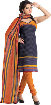

BanoRani Cotton Polyester Blend Printed Salwar Suit Dupatta Material(Un-stitched), Black