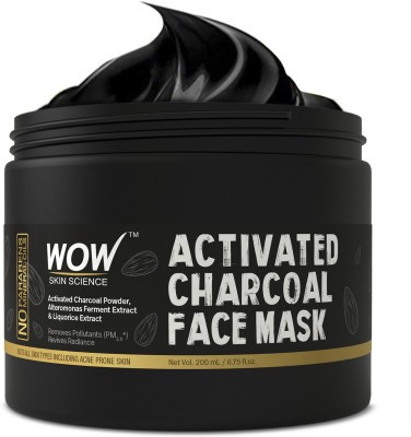 WOW SKIN SCIENCE Activated Charcoal Face Mask with PM 2.5 Anti Pollution Shield - Wash Off(200 ml)