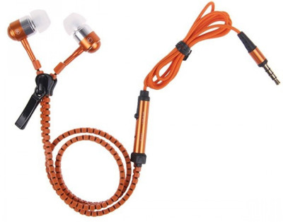 

9 Perfect Zipper Wired Earphone with 3.5 mm Jack Headphone(Orange, In the Ear)