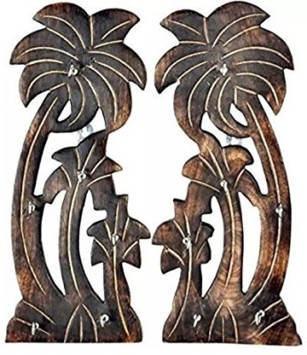 DESI KARIGAR Antique Tree Shape Key Holder Pack Of 2 Wood Key Holder(12 Hooks, Black)