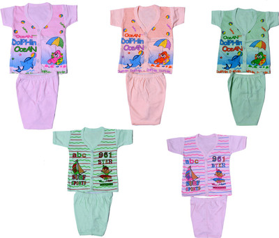 Indistar Baby Boys & Baby Girls Casual Top Pant(Multicolor)