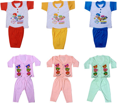 Indistar Baby Boys & Baby Girls Casual Top Pant(Multicolor)