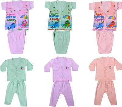 Indistar Baby Boys & Baby Girls Casual Top Pant(Multicolor)