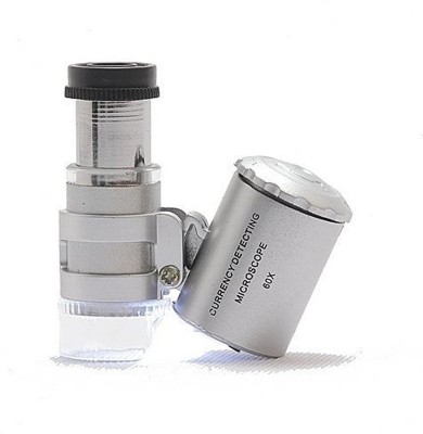 MK Pocket 60X Microscope Mini Portable Magnifier Magnifying Glass Eye Lens Pieces With LED Light For Jeweller'S Loupe UV Currency Detector 60X Pocket Microscope(Multicolor)