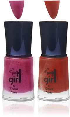 

seven seas gossip girl glitter cosmetic makeup nail polish combo lady fashion color orange pink ( set of 2 ) orange, pink