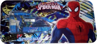 GUBBAREY Spiderman Cartoon Style Art Metal Pencil Box(Set of 1, Blue)