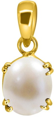 TEJVIJ AND SONS 6.25 Ratti Natural Pearl Moti Panchdhatu Pendent Gold Plated GLI Certified Gold-plated Pearl Metal Pendant