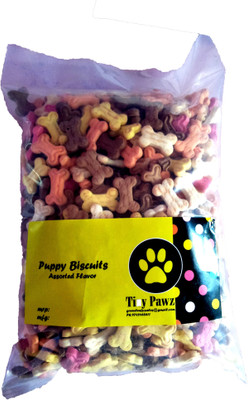 

Tinypawz multi coloured puppy biscuites Chicken, Mutton, Milk 500 g Dry Dog Food