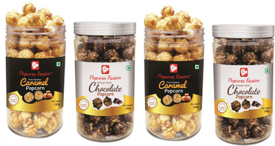 

Popcorn Fusion Chocolate Caramel Popcorn Combo Caramel, Chocolate Popcorn(600 g, Pack of 4)