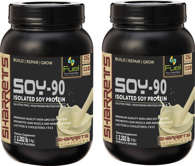 

SHARRETS NUTRITIONS NON GMO ISOLATED SOY PROTEIN VANILLA FLAVORE 2x2.204 lb Plant-Based Protein(2000 g, Vanilla)