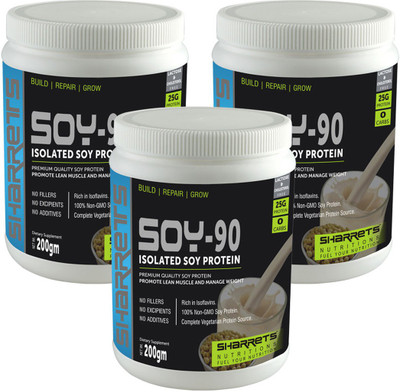 

Sharrets Nutritions Non GMO Isolated Soy Protein - 3x200g. Unflavored Plant-Based Protein(600 g, Unflavored)