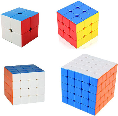 

M-Alive Level up Stickerless Set Speed Cube Bundle 2x2 3x3 4x4 5x5 Magic Cube Cubing Smooth Puzzles Toy(4 Pieces)