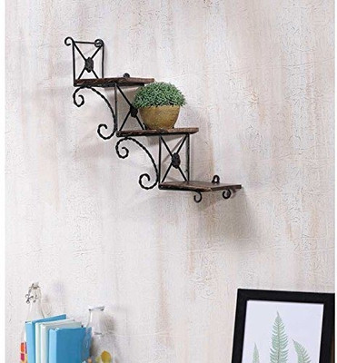 Onlineshoppee Wooden Wall Shelf(Number of Shelves - 3, Brown)