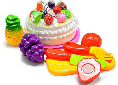 

TALKING GANESHA 8 pieces Realistic Sliceable Birthday Cake with Fruits Cutting with Velcro Pretend & Play Toy for Kids