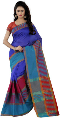 Trendz Style Striped Fashion Tussar Silk Saree(Blue)