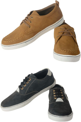 

LEGEMAT 002TAN_003Black_size7 Canvas Shoes For Men(Black, Tan