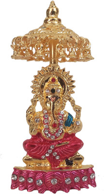 

Divyas Gold Plated Ganesh Idol Decorative Showpiece - 10 cm(Gold Plated, Multicolor)