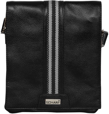 

SCHARF Men & Women Casual Black Genuine Leather Sling Bag