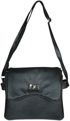 

Raez Women Casual Black Rexine Sling Bag