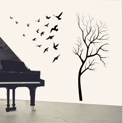walkart 2.54 cm shadow of birds and trees Removable Sticker(Pack of 1)
