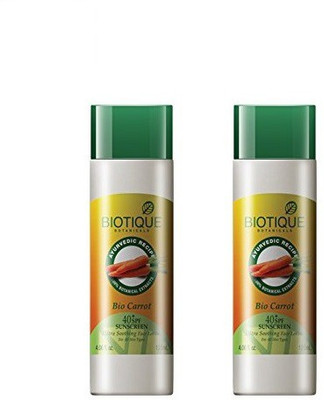 

BIOTIQUE BIO CARROT 40+ SPF UVA/UVB SUNSCREEN ULTRA SOOTHING FACE LOTION 190ml - SPF 40+ PA+(380 ml)