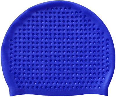 

Leosportz Stylish Adults Waterproof Silicone Swimming Cap / Teenagers Swimming Hair Cover / Swimming Hair Protection Cap / Swimming Head cover Swimming Cap(Blue, Pack of 1)