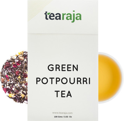 Tearaja Green Tea Potpourri Chamomile, Rose, Hibiscus, Black Pepper, Cinnamon, Cardamom, Orange Herbal Tea Vacuum Pack(100 g)