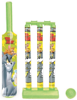 Tom Jerry First Cricket Set with Bat Ball 3 Wickets Base and Bail Kit Cricket Kit