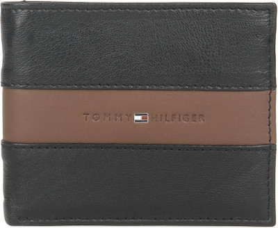 

Tommy Hilfiger Men Tan, Black Genuine Leather Wallet(4 Card Slots), Blk+tan