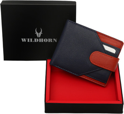 WildHorn Men Blue Genuine Leather Wallet(7 Card Slots)