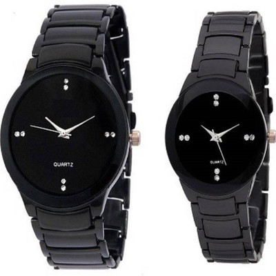 

IIK Collection Varni Fashion Designer Black Couple watch for Men And Women Watch - For Men & Women