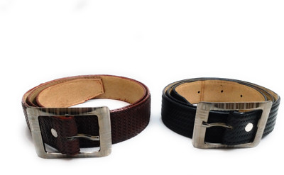 

DAKSH Men Formal Brown Artificial Leather Belt, Black & brown