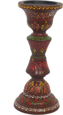 

AKHANIHANDICRAFTS Akhani Handicrafts Multicolor Wooden Hand Painted Decorative Carving Candle Stand Candle(Multicolor, Pack of 1)