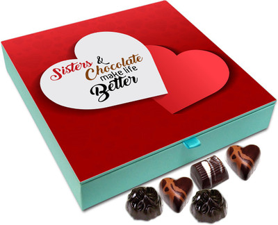 

Chocholik Gift Box - Sisters And Chocolate Make Life Better Chocolate Box - 9pc Truffles(108 g)