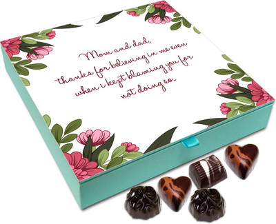 

Chocholik Gift Box - Mom and Dad Thanks for Believing in Me Chocolate Box - 9pc Truffles(108 g)