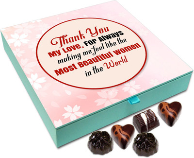 

Chocholik Gift Box - Thank You For Always Making Me Feel The Most Beautiful Woman Chocolate Box - 9pc Truffles(108 g)