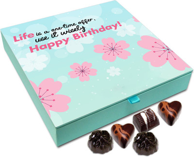 

Chocholik Gift Box - Life Is One Time Offer Use It Wisely, Happy Birthday Chocolate Box - 9pc Truffles(108 g)
