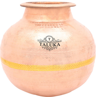 

Taluka (5" x 8.5" Inches) Pure Copper Matka Pitcher Water Pot Capacity :- 2500 ML Dispenser - 2500 ml Copper Grocery Container(Brown)