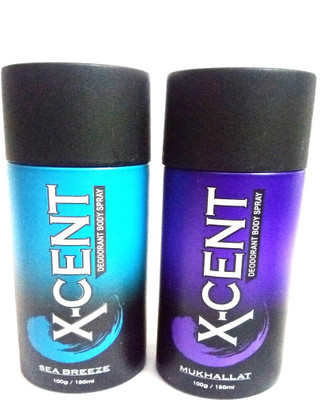 

X-CENT SEA BREEZE AND MUKHALLAT Deodorant Spray - For Men(300 ml, Pack of 2)