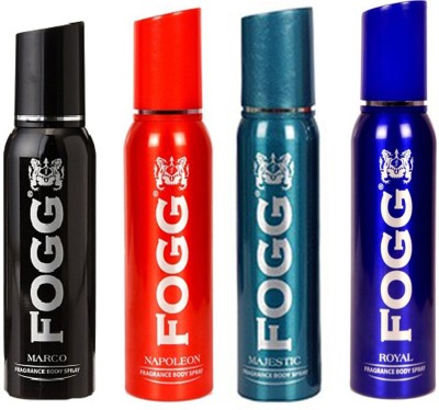 

Fogg ROYAL+MARCO+MAJESTIC+NAPOLEON Deodorant Spray - For Men & Women(120 ml, Pack of 4)