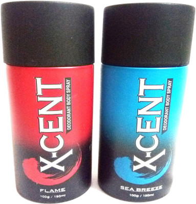

X-CENT FLAME AND SEA BREEZE Deodorant Spray - For Men(300 ml, Pack of 2)