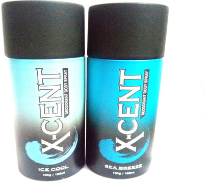 

X-CENT ICE COOL AND SEA BREEZE Deodorant Spray - For Men(300 ml, Pack of 2)