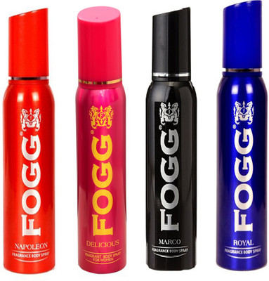 

Fogg ROYAL DEODORANT 120 ML+MARCO DEODORANT 120 ML+NAPOLEON DEODORANT 120 ML+DELICIOUS DEODORANT 120 ML Deodorant Spray - For Men & Women(120 ml, Pack of 4)